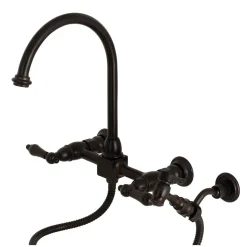 Discount Restoration 8-Inch Centerset Wall Mount Kitchen Faucet with Brass Sprayer Wall Mounted Kitchen Faucets|Faucets With Side Spray