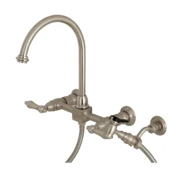 Discount Restoration 8-Inch Centerset Wall Mount Kitchen Faucet with Brass Sprayer Wall Mounted Kitchen Faucets|Faucets With Side Spray