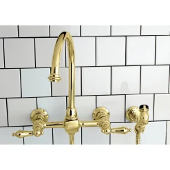 Discount Restoration 8-Inch Centerset Wall Mount Kitchen Faucet with Brass Sprayer Wall Mounted Kitchen Faucets|Faucets With Side Spray