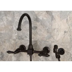 Discount Restoration 8-Inch Centerset Wall Mount Kitchen Faucet with Brass Sprayer Wall Mounted Kitchen Faucets|Faucets With Side Spray