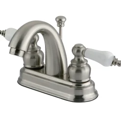Restoration 4-Inch centerset Lavatory Faucet with Porcelain Lever Handles 4" Center Set