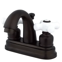 Outlet Restoration 4-Inch centerset Lavatory Faucet with Porcelain Cross Handles 4" Center Set
