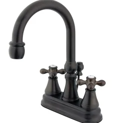 Outlet Restoration 4-Inch Centerset Bathroom Faucet with Brass Pop-Up 4