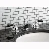 Online Restoration Onyx Widespread Lavatory Faucet with Black Porcelain Lever Handle 8" Widespread