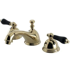 Online Restoration Onyx Widespread Lavatory Faucet with Black Porcelain Lever Handle 8