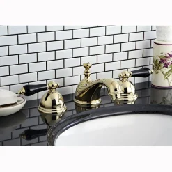 Online Restoration Onyx Widespread Lavatory Faucet with Black Porcelain Lever Handle 8