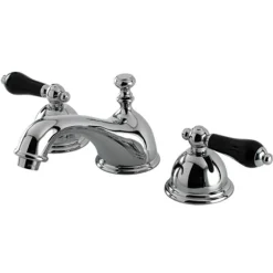 Online Restoration Onyx Widespread Lavatory Faucet with Black Porcelain Lever Handle 8