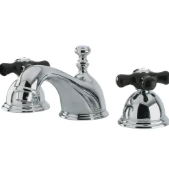 Clearance Restoration Onyx Widespread Lavatory Faucet with Black Porcelain Cross Handle 8