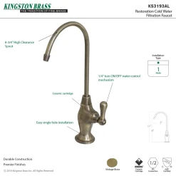 Hot Restoration Single-Handle Water Filtration Faucet Single Hole