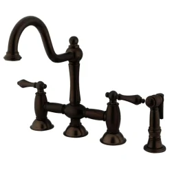 Clearance Restoration Two-Handle Kitchen Bridge Faucet with Brass Sprayer Bridge Faucets