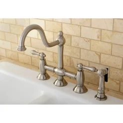 Clearance Restoration Two-Handle Kitchen Bridge Faucet with Brass Sprayer Bridge Faucets