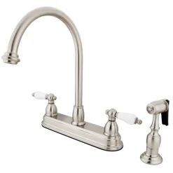 Best Restoration Two Handle 8" Kitchen Faucet with Brass Sprayer and Lever Handle Faucets With Side Spray