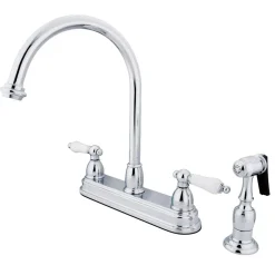 Best Restoration Two Handle 8" Kitchen Faucet with Brass Sprayer and Lever Handle Faucets With Side Spray