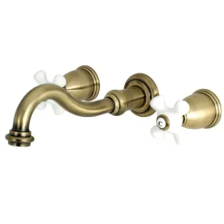 Sale Restoration Two Handles 3-Hole Wall Mount Roman Tub Faucet Tub Faucets