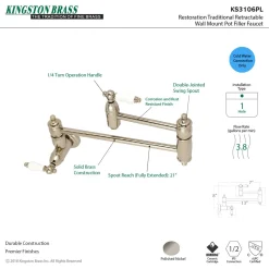 Clearance Restoration Wall Mount Single Hole Pot Filler Kitchen Faucet Wall Mounted Kitchen Faucets|Single Hole