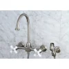 New Restoration Wall Mount 8" Centerset Kitchen Faucet with Brass Sprayer Wall Mounted Kitchen Faucets|Faucets With Side Spray