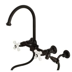 New Restoration Wall Mount 8" Centerset Kitchen Faucet with Brass Sprayer Wall Mounted Kitchen Faucets|Faucets With Side Spray