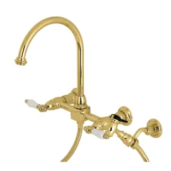 Sale Restoration Wall Mount 8-Inch Centerset Kitchen Faucet with Brass Sprayer Wall Mounted Kitchen Faucets|Faucets With Side Spray