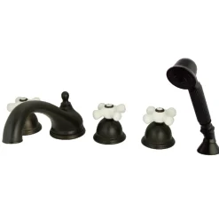 Discount Roman Cross Handles Tub Faucet with Hand Shower Tub Faucets