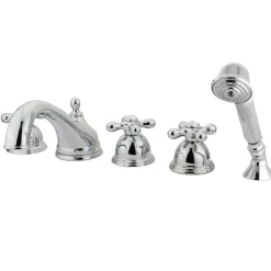 Best Roman KS335X5AX-P 3-Cross Handles Tub Faucet with Hand Shower Tub Faucets