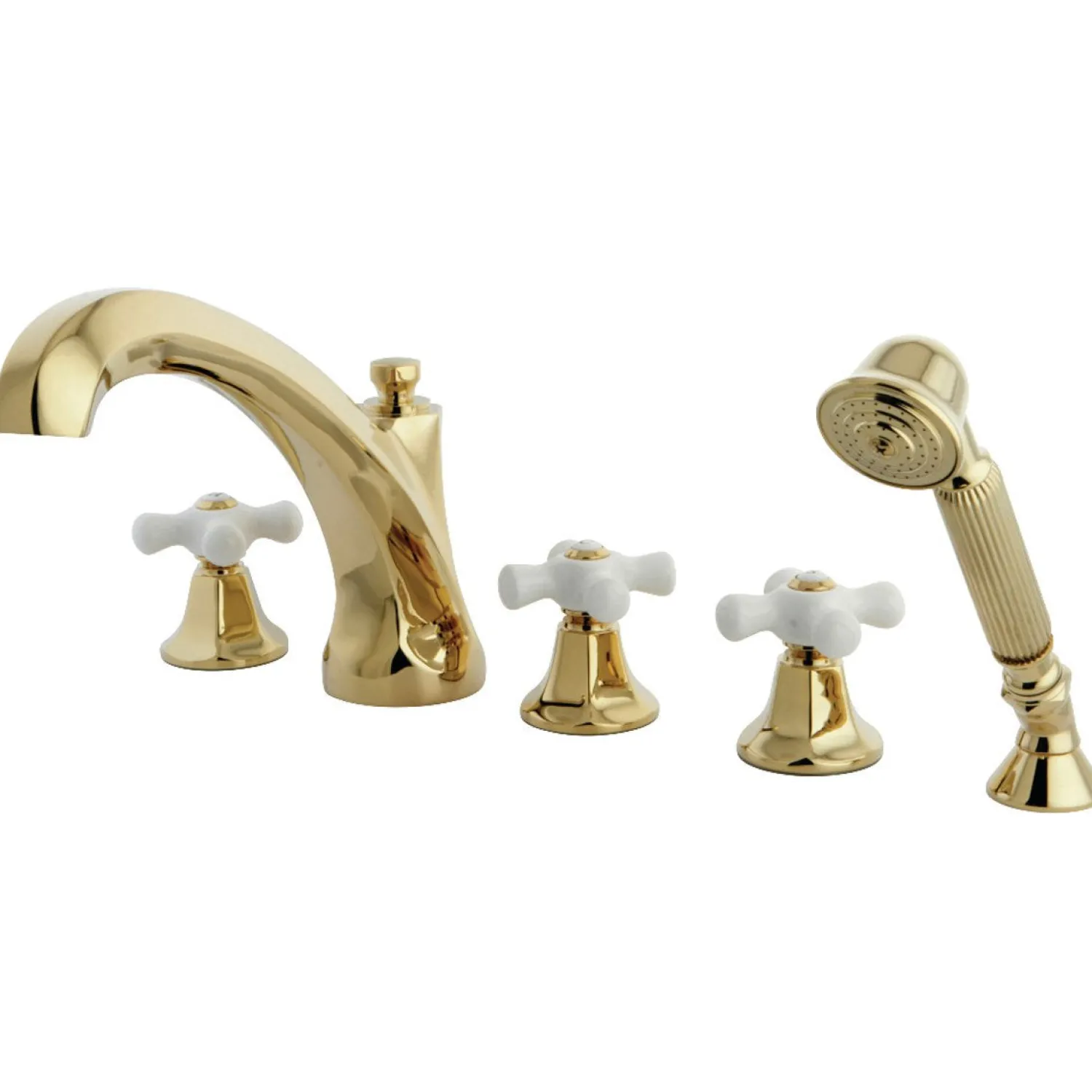 Roman KS432X5PX-P 3-Cross Handles Tub Faucet with Hand Shower Tub Faucets