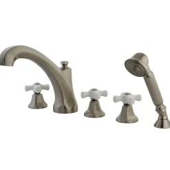 Roman KS432X5PX-P 3-Cross Handles Tub Faucet with Hand Shower Tub Faucets