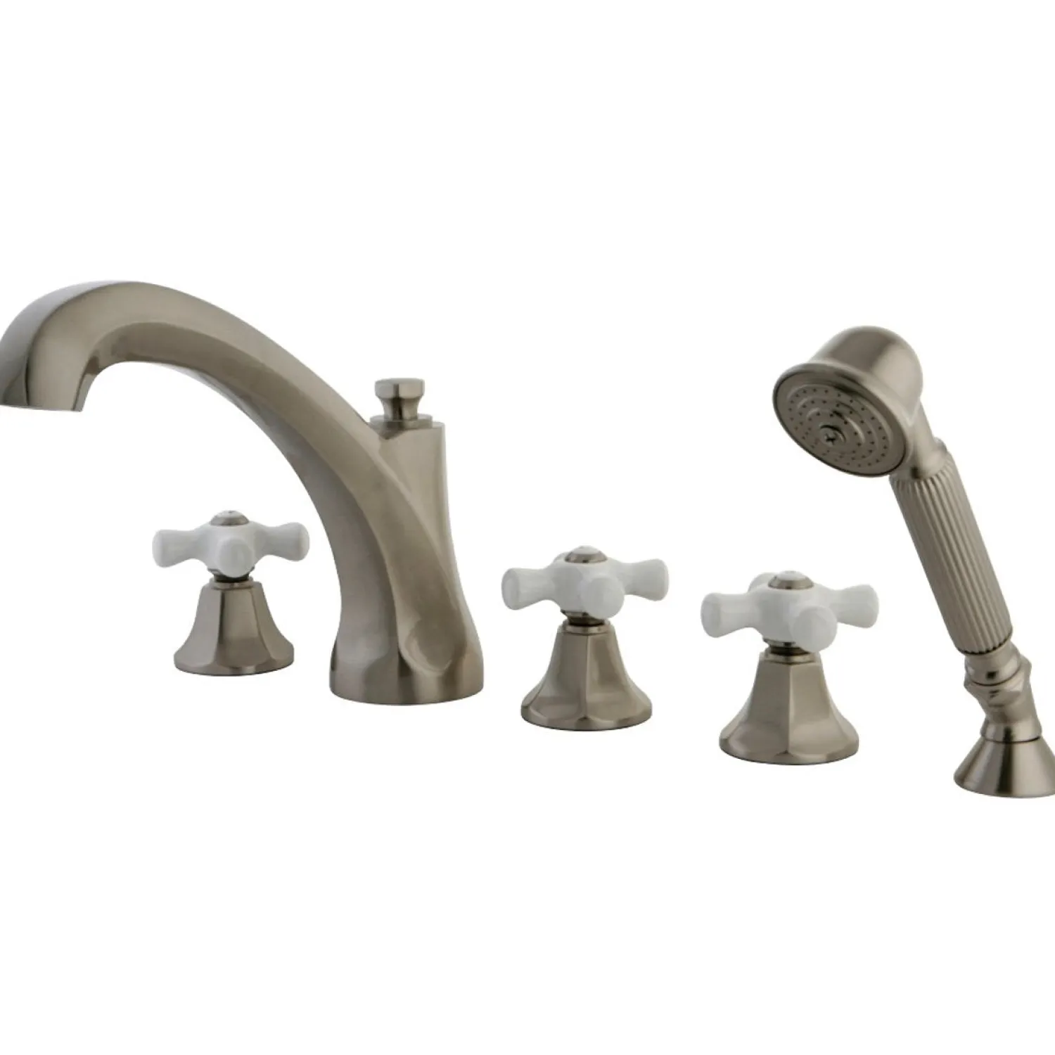 Roman KS432X5PX-P 3-Cross Handles Tub Faucet with Hand Shower Tub Faucets