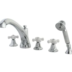 Roman KS432X5PX-P 3-Cross Handles Tub Faucet with Hand Shower Tub Faucets