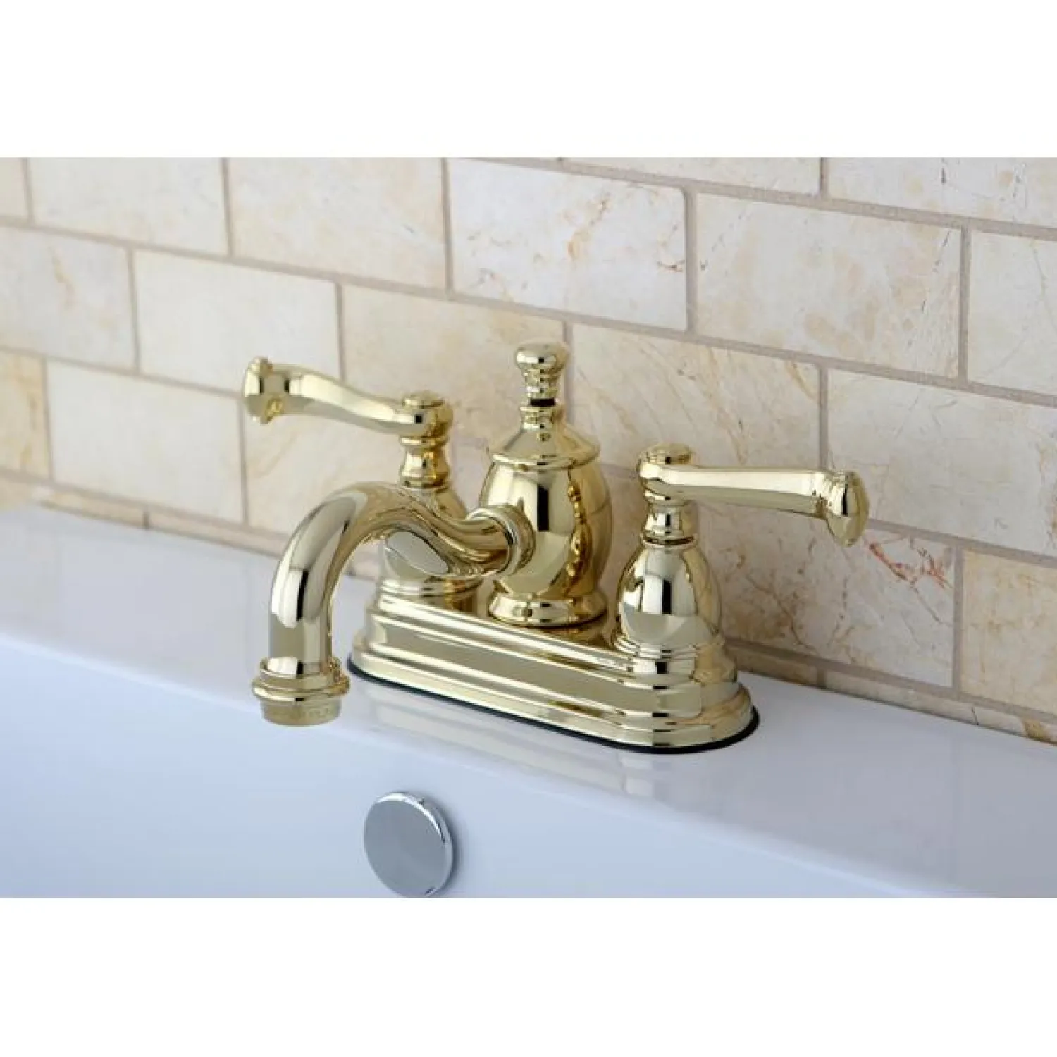 Online Royale 4" Centerset Lavatory Faucet with Metal Lever Handle and Heritage Spout 4" Center Set