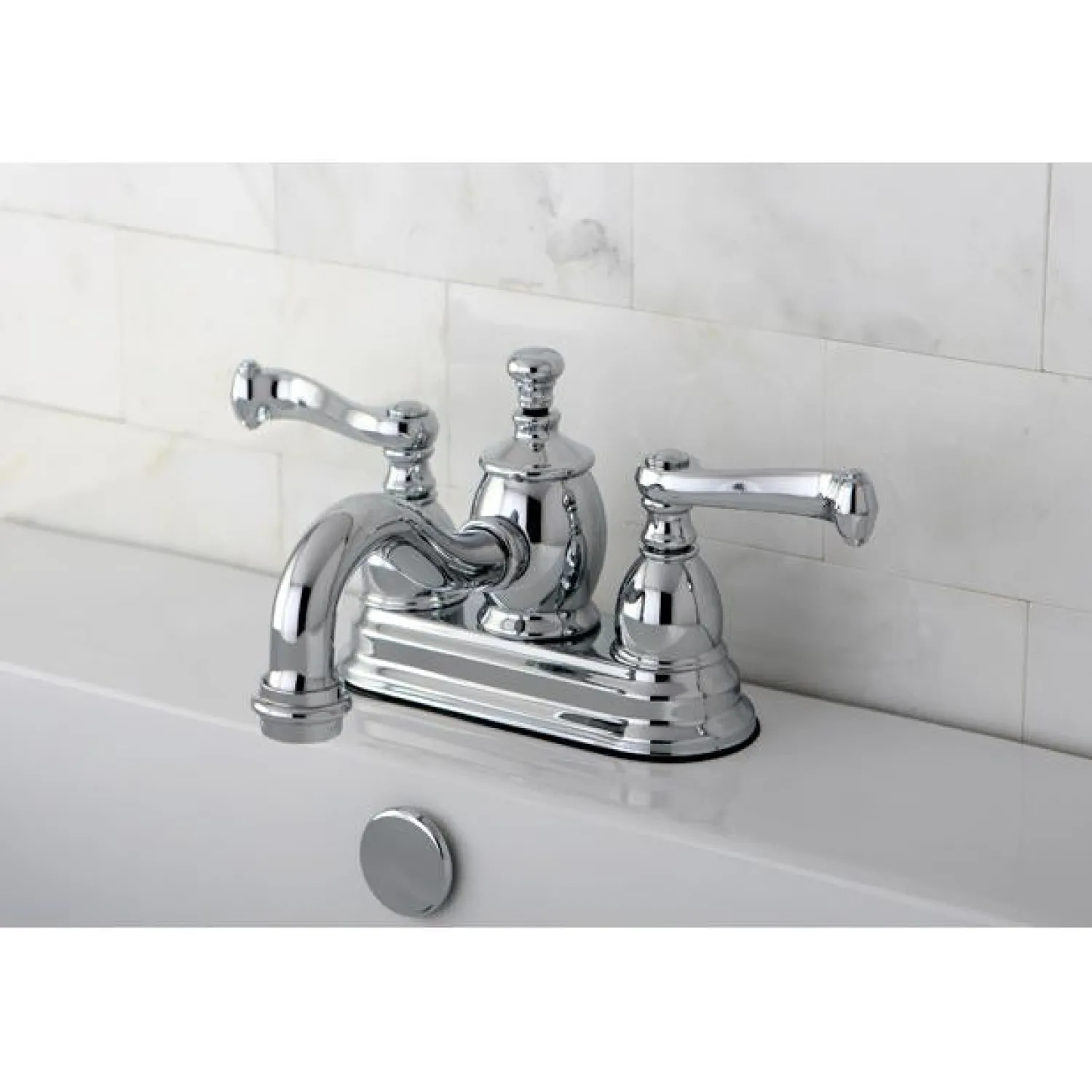 Online Royale 4" Centerset Lavatory Faucet with Metal Lever Handle and Heritage Spout 4" Center Set