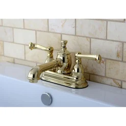 Outlet Royale 4" Centerset Lavatory Faucet with Heritage Spout and Metal Lever Handle 4" Center Set