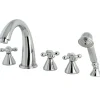 Outlet Royale Three Handle Polished Chrome Roman Tub Filler with Hand Shower Tub Faucets