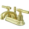 Online Royale Two Handle 4" Centerset Solid Brass Lavatory Faucet with Brass Pop-up 4" Center Set