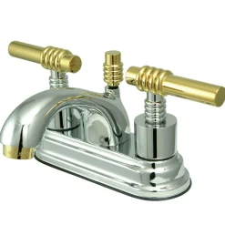 Online Royale Two Handle 4" Centerset Solid Brass Lavatory Faucet with Brass Pop-up 4" Center Set