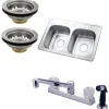 Sale Self-Rimming Double Bowl Kitchen Sink with Faucet Sink And Faucet Combos
