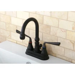 Sale Silver Sage Two Handle 4" Centerset Lavatory Faucet with Brass Pop-up in Oil Rubbed Bronze 4" Center Set