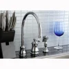 Outlet Single Handle Widespread Kitchen Faucet with Brass Sprayer and Porcelain Lever Handle Widespread Kitchen Faucets