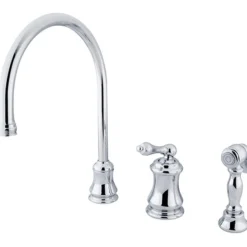 Discount Single Handle Widespread Kitchen Faucet with Brass Sprayer Widespread Kitchen Faucets
