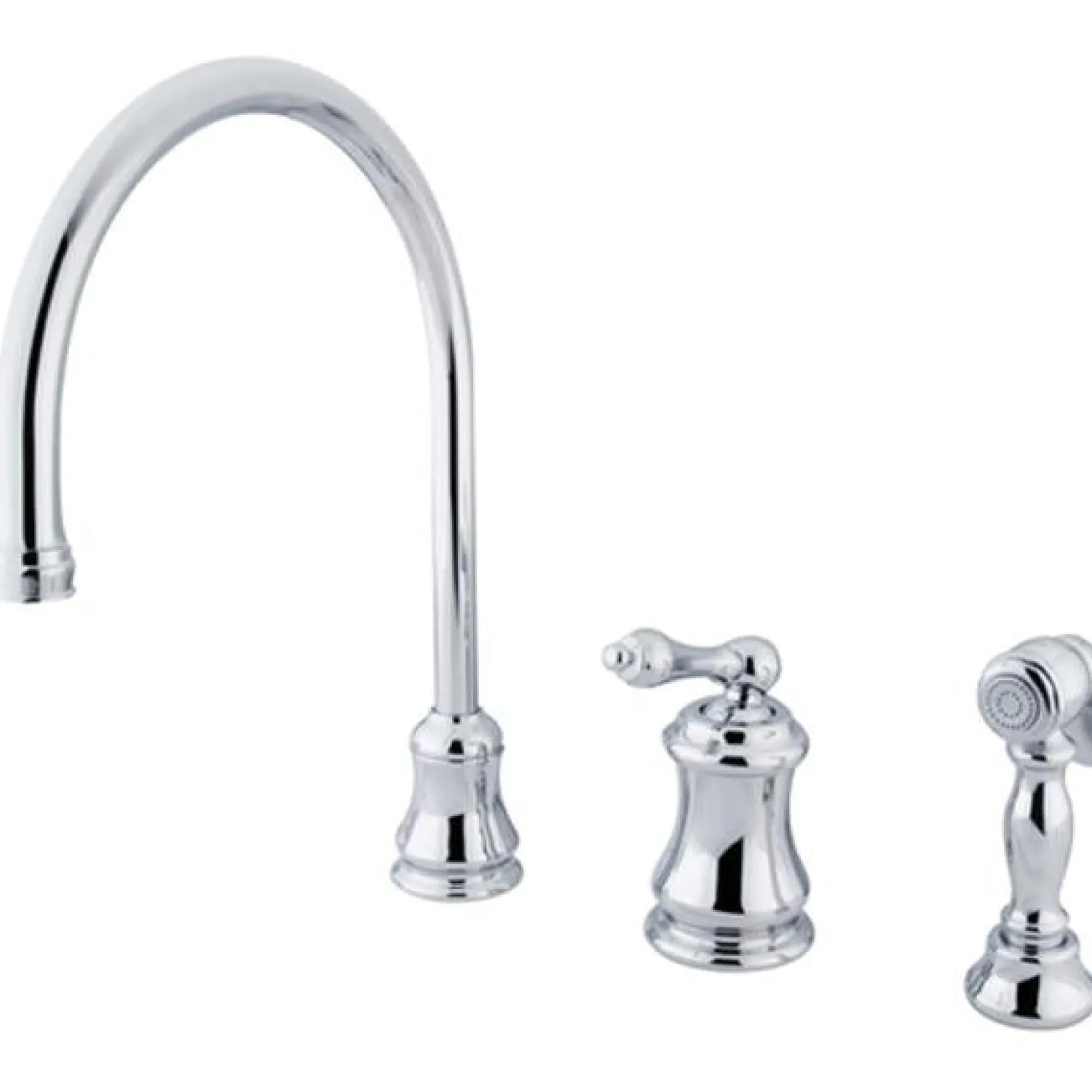 Discount Single Handle Widespread Kitchen Faucet with Brass Sprayer Widespread Kitchen Faucets
