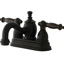 New Templeton 4" Centerset Lavatory Faucet with Metal Lever Handle and Heritage Spout 4" Center Set
