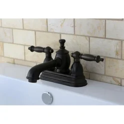 Hot Templeton 4" Centerset Lavatory Faucet with Heritage Spout and Metal Lever Handle 4" Center Set