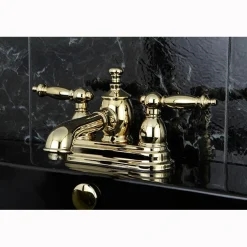 Hot Templeton 4" Centerset Lavatory Faucet with Heritage Spout and Metal Lever Handle 4" Center Set