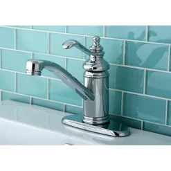 Online Templeton Single Handle 4" Centerset Lavatory Faucet with Push-Up and Optional Deck Plate 4" Center Set