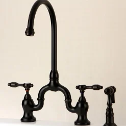 Best Tudor Bridge Deck Mount Kitchen Faucet with Brass Sprayer Faucets With Side Spray|Bridge Faucets