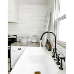 Best Tudor Bridge Deck Mount Kitchen Faucet with Brass Sprayer Faucets With Side Spray|Bridge Faucets