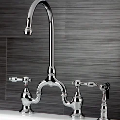 Best Tudor Bridge Deck Mount Kitchen Faucet with Brass Sprayer Faucets With Side Spray|Bridge Faucets