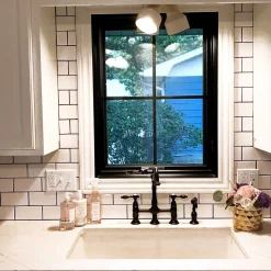 Discount Tudor Bridge Kitchen Faucet with Brass Sprayer Bridge Faucets