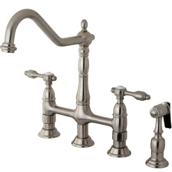 Discount Tudor Bridge Kitchen Faucet with Brass Sprayer Bridge Faucets