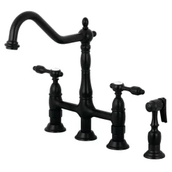 Discount Tudor Bridge Kitchen Faucet with Brass Sprayer Bridge Faucets