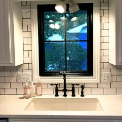 Discount Tudor Bridge Kitchen Faucet with Brass Sprayer Bridge Faucets